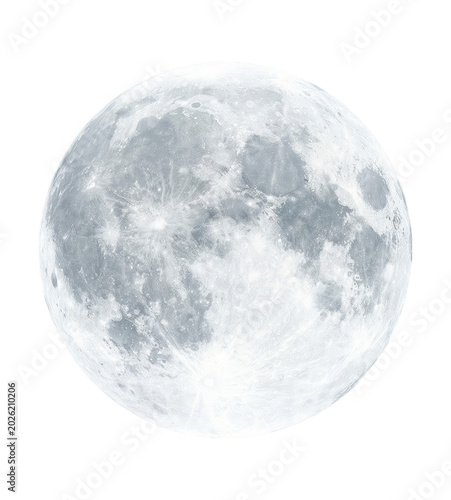 High-resolution full moon with detailed craters and lunar surface textures on a transparent background