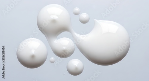 Molecular chain 3D render with glossy spheres and white ribbon shape symbolizing AI innovation, automation, and fast data flow concept
