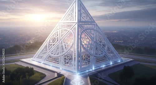Futuristic Glass Pyramid Architecture