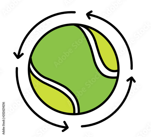 tennis ball with circular arrow movement