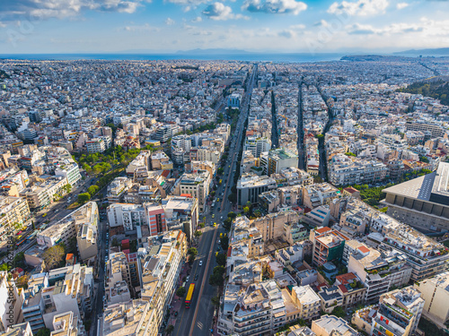 Bild auf Leinwand Aerial view of Zappeion and Athens city grid