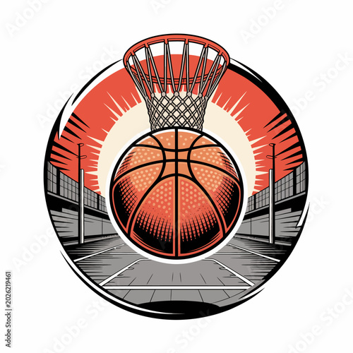 Obraz na płótnie Basketball in hoop closeup view.