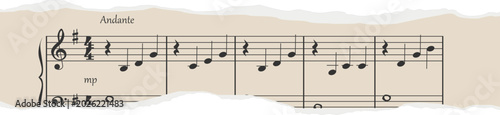 Fotografía Musical Notes On Torn Paper Sheet