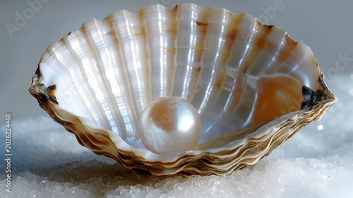 Close-up of a Beautiful Shell with a Lustrous Pearl Inside