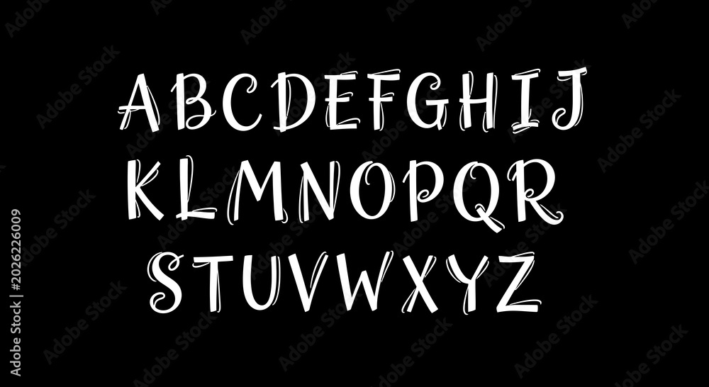 Obraz premium Handwritten Alphabet Letters Digital Artwork on Black Background with Copy Space for Design