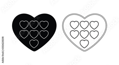 Картината върху платно Heart shape containing seven small heart