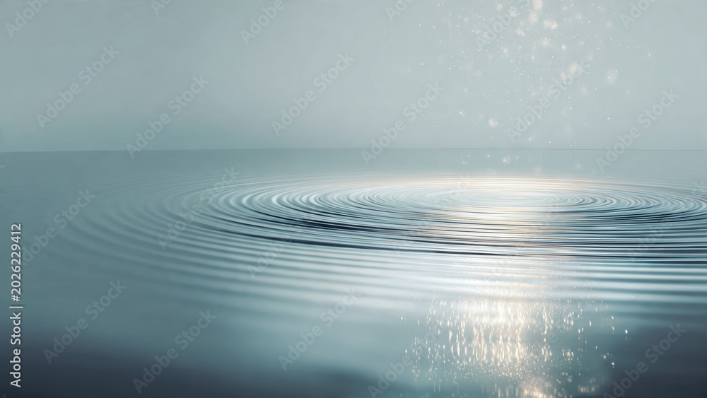 Fototapeta premium Ripples on Calm Water Surface with Sunlight Reflection