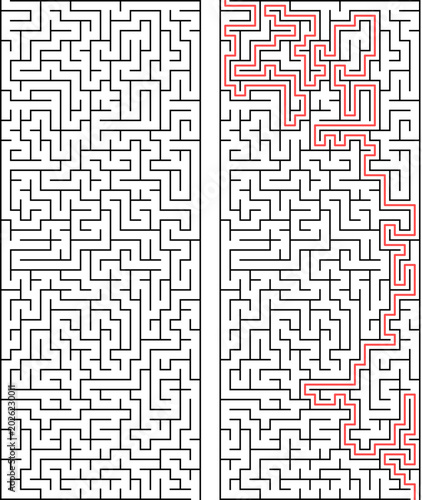 Tall Maze Puzzle with Solution Path for Brain Challenge