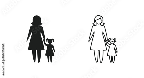 Mother and daughter holding hands set