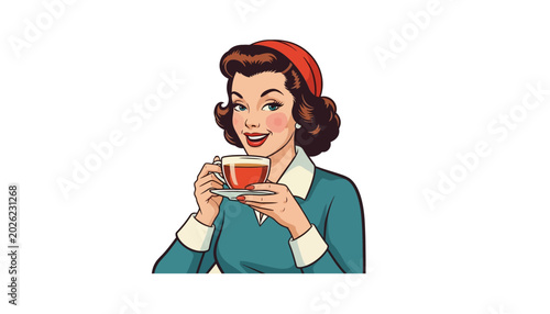 Retro Pop Art Women Border with Central Copy Space