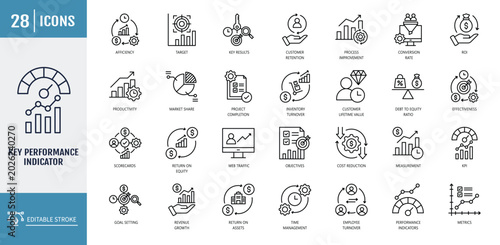 Cuadro en lienzo Key performance indicator icon set