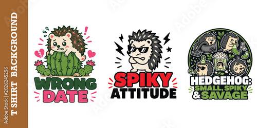 Cuadro en lienzo Spiky but sweet hedgehog with flowers quote for t-shirt design cartoon style