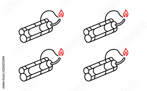 Foto Black and white dynamite bundle icon featuring four explosive sticks with burnin