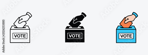Photos Hand voting ballot box icon vector illustration representing election vote democ