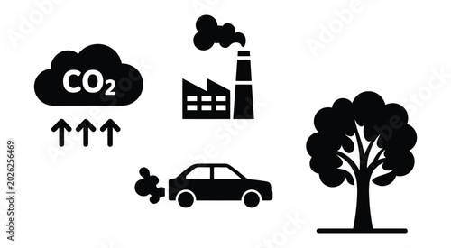 Tableau sur toile Industrial pollution transportation and nature silhouette illustration represent