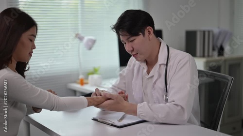 Medical consultation between doctor and patient in a modern healthcare office