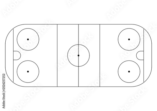 Photography Ice Hockey Rink Top Down Blueprint Outline 1Bit Monochrome Vector Background Spo