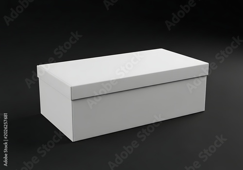Blank white rectangular apparel shoe box mockup, clean cardboard container for packaging design and product presentation