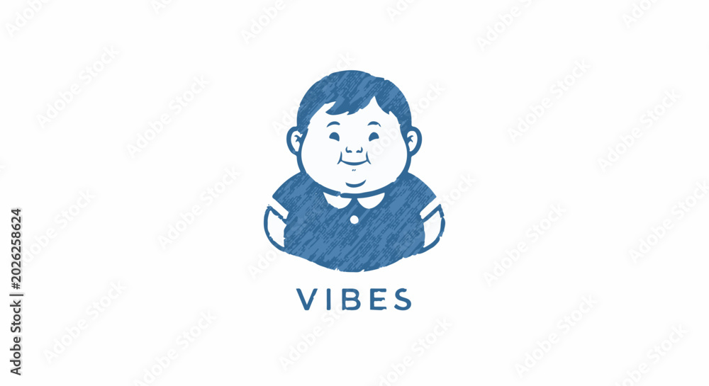 Obraz premium Happy peeking character faces with blue halftone pattern