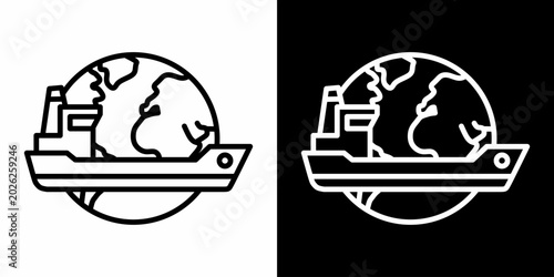 International Shipping White Icon Set Design