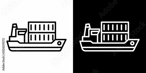 Sea Freight White Icon Set Design