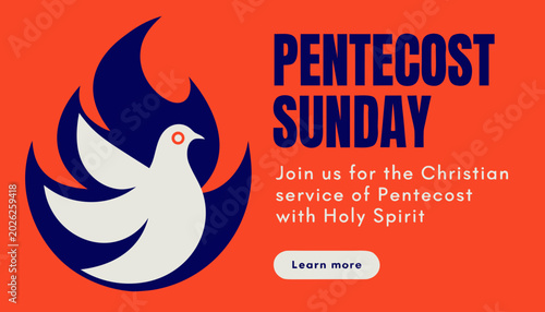 Fotografía Pentecost sunday banner with dove in flame
