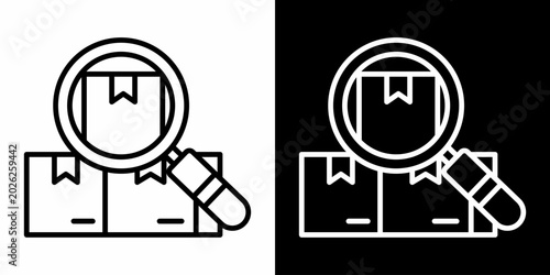Cargo Inspection White Icon Set Design