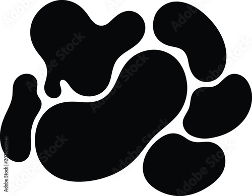 Tableau sur toile Abstract cow print pattern seamless silhouette element featuring organic black spots and camouflage shapes, perfect for dairy farm branding and animal hide textile background design