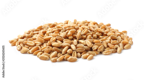 Fényképezés Heap of wheat grain isolated on white