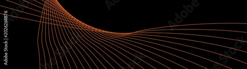 Abstract background with waves for banner. Medium banner size. Vector background with lines. Element for design isolated on black. Black and white. Brochure, booklet