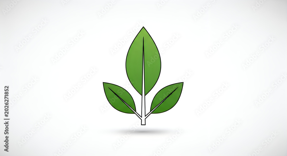 Fototapeta premium Green leaf icon with three leaves