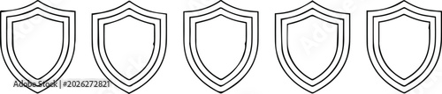 Fotografi shield icon heraldic emblem outline vector security badge symbol