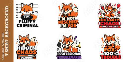 Bild auf Leinwand Mischievous fox character designs including fluffy criminal and professional troublemaker