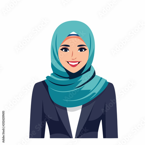 Smiling Muslim Woman in Hijab and Business Suit