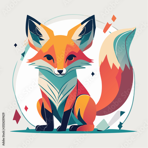 Stylized Geometric Fox Illustration