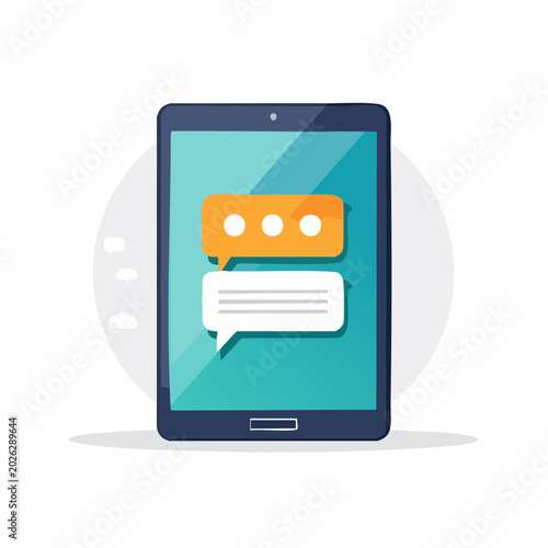 Tablet displaying chat bubbles
