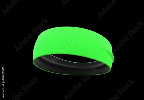 Isolated bright neon green sports headband with black interior lining, ideal for fitness accessories and workout apparel