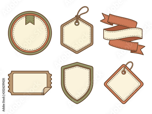 Tablou pe pânză A variety of blank label templates in different shapes and colors, ready for customization, showcasing versatility for branding or product labeling in design projects