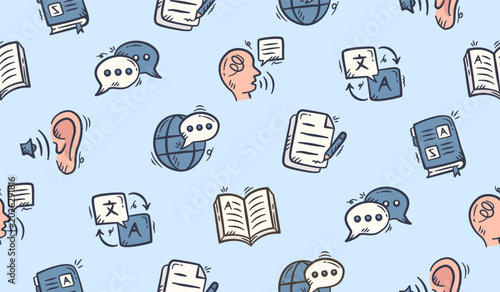 Quadro su tela Language doodle background