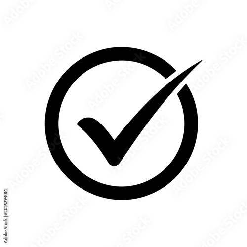 Circular check arrow logo combining loop arrow and approval tick Vector illustration