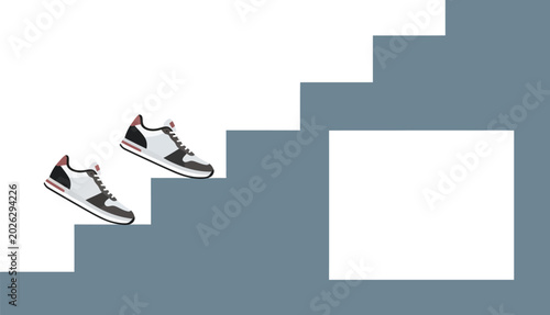 Athletic Sneakers Descending Staircase Minimal Vector Concept