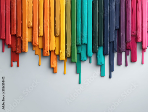 Rainbow paint drip pride month lgbtq+ colorful abstract background texture gradient melting paint white wall for pride month lgbtq+ celebration