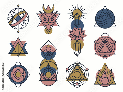 Cuadro en lienzo This captivating geometric abstract art piece displays intricate shapes and patterns harmonizing together, exploring the beauty of symmetry and form in a visually appealing way