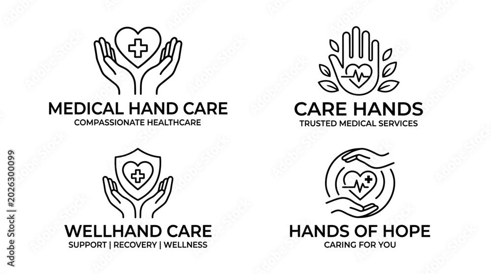 Fototapeta premium Medical Care Hands Holding Symbols.