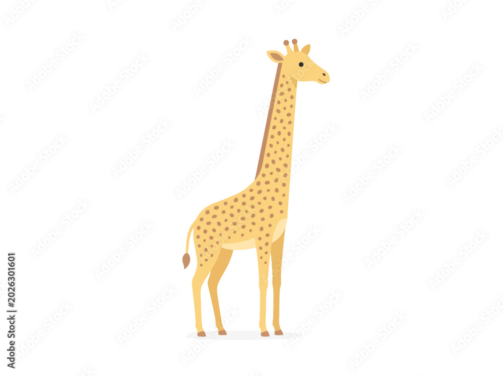 Fototapeta premium A cute cartoon giraffe illustration on a white background.
