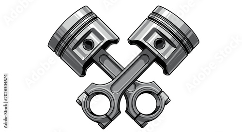 Crossed Pistons Icon - Engine Parts, Mechanical, Automotive, Industry