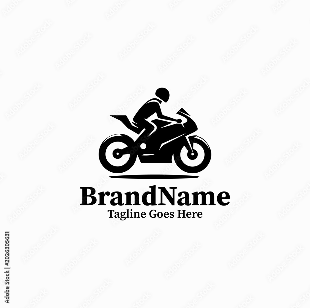 Obraz premium Minimal Motorcycle Logo Modern Garage Vector