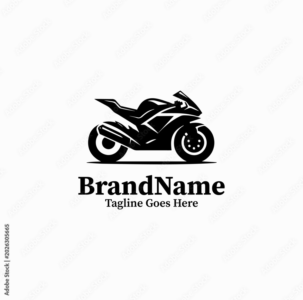 Obraz premium Minimal Motorcycle Logo Modern Garage Vector