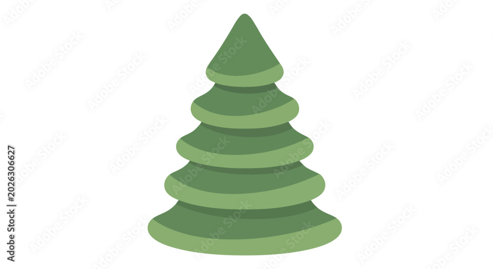 Fototapeta premium Stylized Green Fir Tree Illustration Isolated on White Background for Christmas and Nature Design