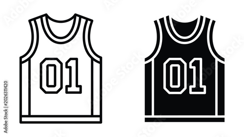 Basketball jersey number one black and white design